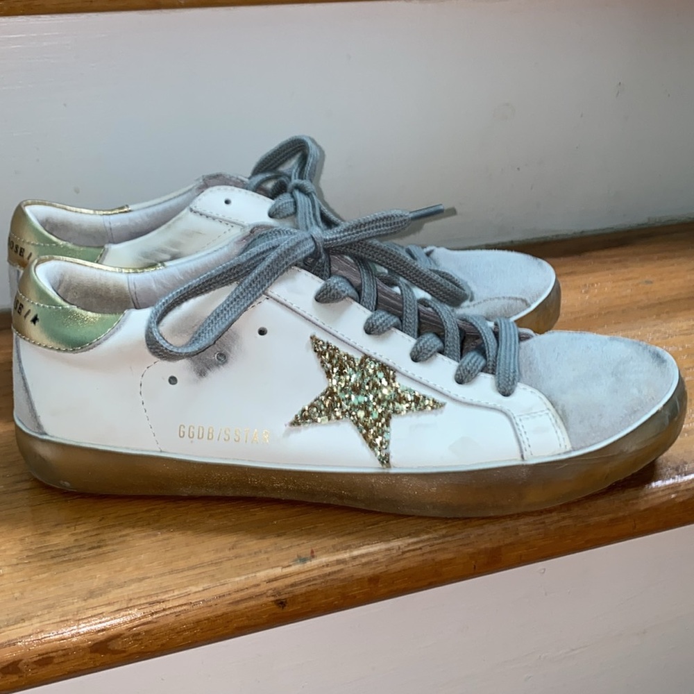 White and Gold Sneakers with gold glitter star 🌟not authentic